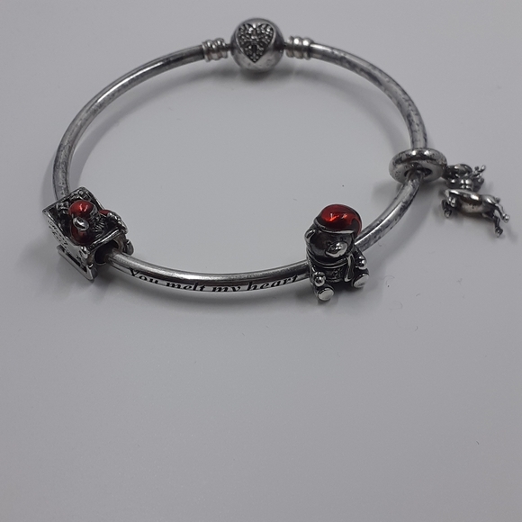 Pandora Sterling Silver and Red Enamel Santa Teddy Bear Charm - Picture 7 of 7